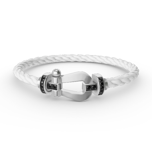 [⭐Hyrra Jewelry]FORCE LARGE HORSESHOE BLACK DIAMOND BRACELET SILVER