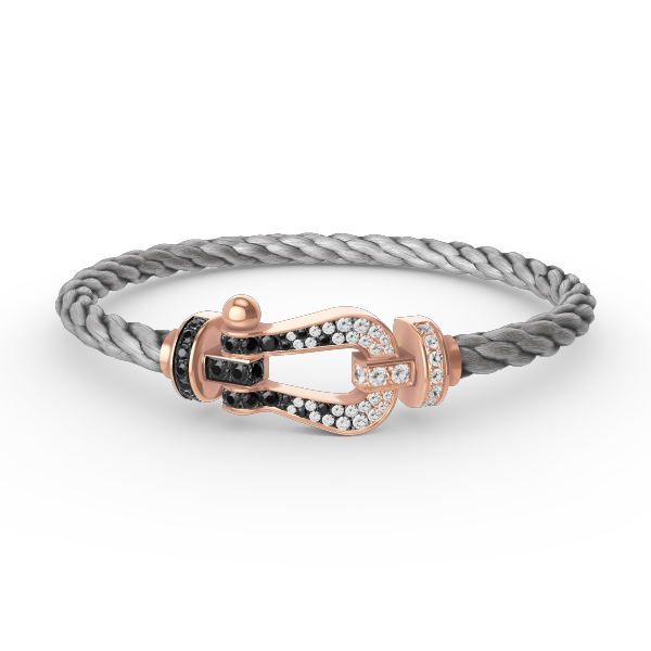 [⭐Hyrra Jewelry]FORCE LARGE HORSESHOE BLACK WHITE DIAMOND BRACELET ROSE GOLD