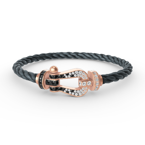 [⭐Hyrra Jewelry]FORCE LARGE HORSESHOE BLACK WHITE DIAMOND BRACELET ROSE GOLD