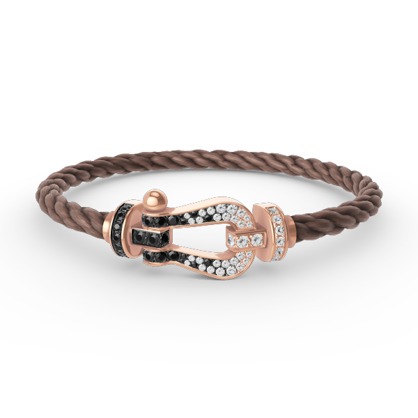 [⭐Hyrra Jewelry]FORCE LARGE HORSESHOE BLACK WHITE DIAMOND BRACELET ROSE GOLD