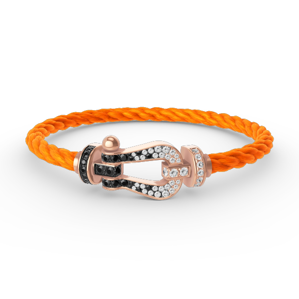 [⭐Hyrra Jewelry]FORCE LARGE HORSESHOE BLACK WHITE DIAMOND BRACELET ROSE GOLD