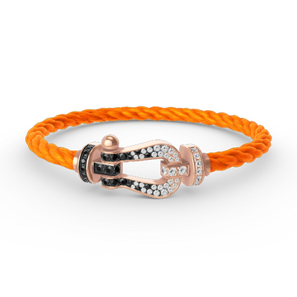 [⭐Hyrra Jewelry]FORCE LARGE HORSESHOE BLACK WHITE DIAMOND BRACELET ROSE GOLD