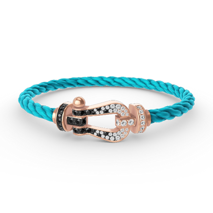 [⭐Hyrra Jewelry]FORCE LARGE HORSESHOE BLACK WHITE DIAMOND BRACELET ROSE GOLD