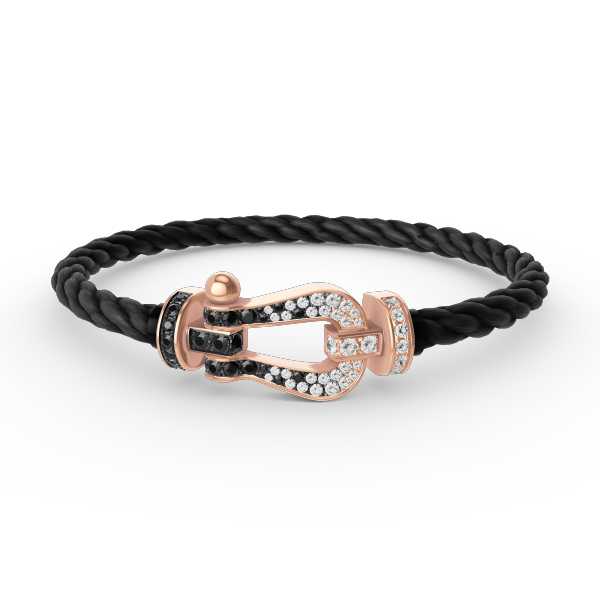 [⭐Hyrra Jewelry]FORCE LARGE HORSESHOE BLACK WHITE DIAMOND BRACELET ROSE GOLD