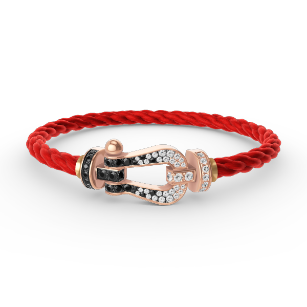[⭐Hyrra Jewelry]FORCE LARGE HORSESHOE BLACK WHITE DIAMOND BRACELET ROSE GOLD