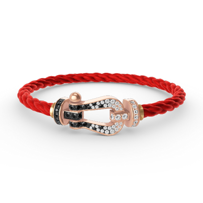 [⭐Hyrra Jewelry]FORCE LARGE HORSESHOE BLACK WHITE DIAMOND BRACELET ROSE GOLD