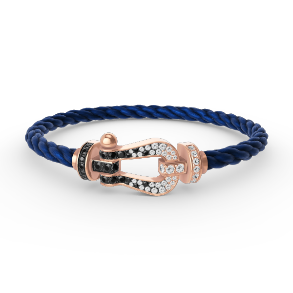 [⭐Hyrra Jewelry]FORCE LARGE HORSESHOE BLACK WHITE DIAMOND BRACELET ROSE GOLD
