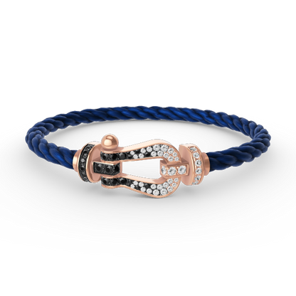 [⭐Hyrra Jewelry]FORCE LARGE HORSESHOE BLACK WHITE DIAMOND BRACELET ROSE GOLD