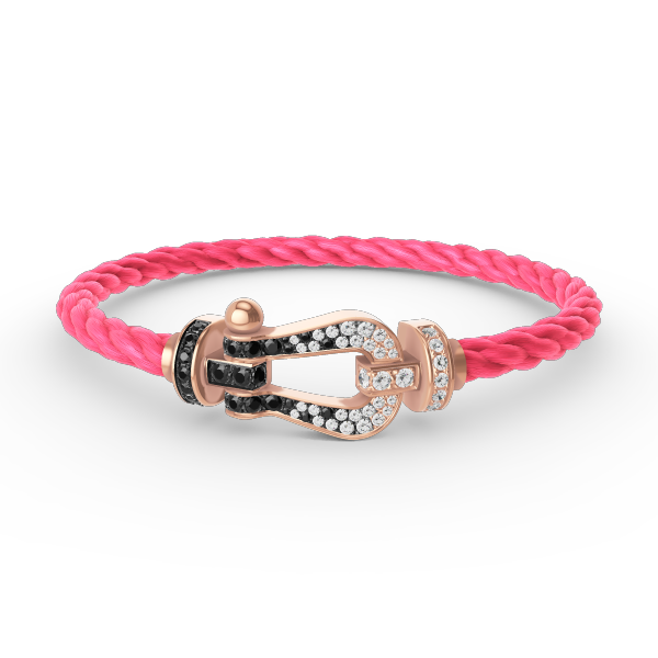 [⭐Hyrra Jewelry]FORCE LARGE HORSESHOE BLACK WHITE DIAMOND BRACELET ROSE GOLD