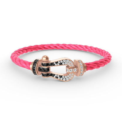 [⭐Hyrra Jewelry]FORCE LARGE HORSESHOE BLACK WHITE DIAMOND BRACELET ROSE GOLD