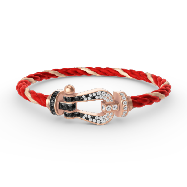 [⭐Hyrra Jewelry]FORCE LARGE HORSESHOE BLACK WHITE DIAMOND BRACELET ROSE GOLD