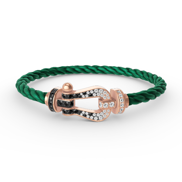 [⭐Hyrra Jewelry]FORCE LARGE HORSESHOE BLACK WHITE DIAMOND BRACELET ROSE GOLD