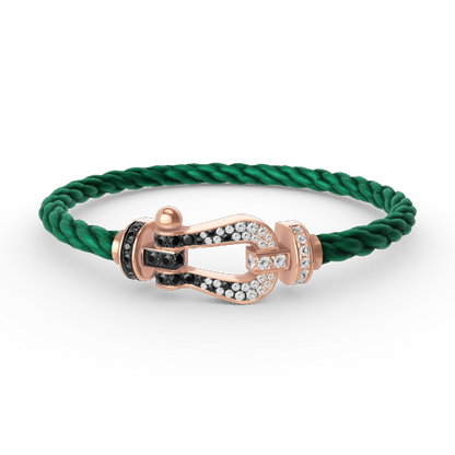[⭐Hyrra Jewelry]FORCE LARGE HORSESHOE BLACK WHITE DIAMOND BRACELET ROSE GOLD