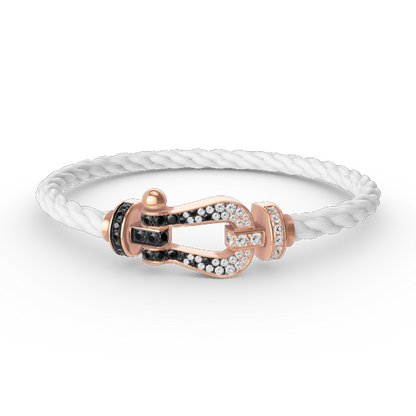 [⭐Hyrra Jewelry]FORCE LARGE HORSESHOE BLACK WHITE DIAMOND BRACELET ROSE GOLD