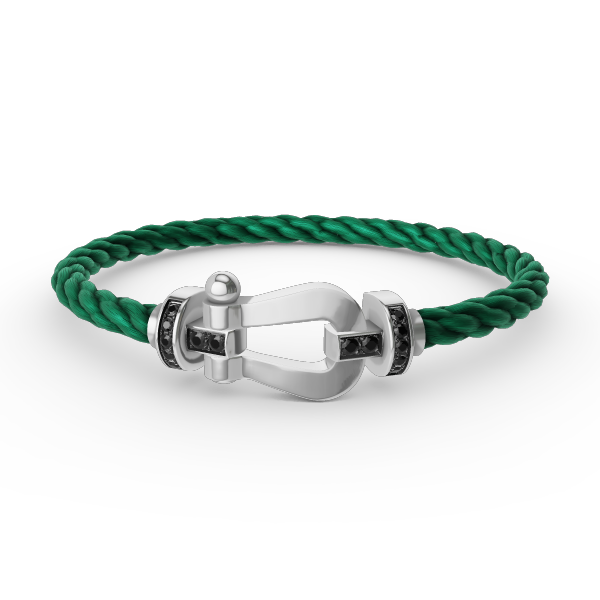 [⭐Hyrra Jewelry]FORCE LARGE HORSESHOE BLACK DIAMOND BRACELET SILVER