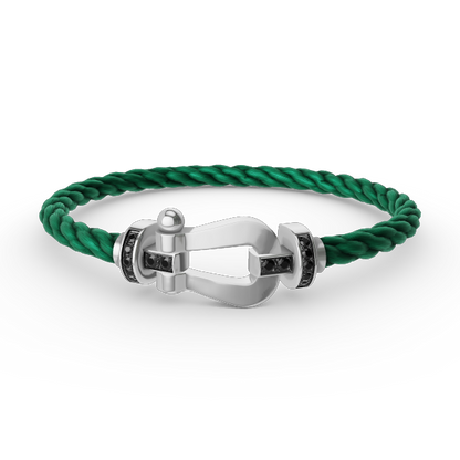 [⭐Hyrra Jewelry]FORCE LARGE HORSESHOE BLACK DIAMOND BRACELET SILVER