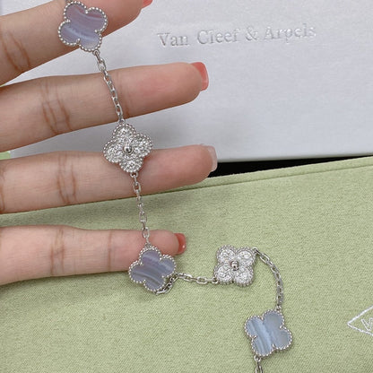 [⭐Hyrra Jewelry] CLOVER 5 MOTIF PURPLE CHALCEDONY BRACELET COLLECTION