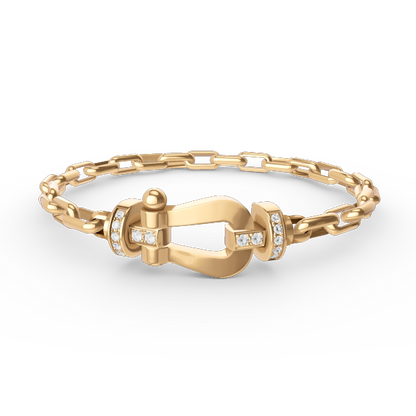 [⭐Hyrra Jewelry]FORCE LARGE HORSESHOE CLASP  METAL BRACELET