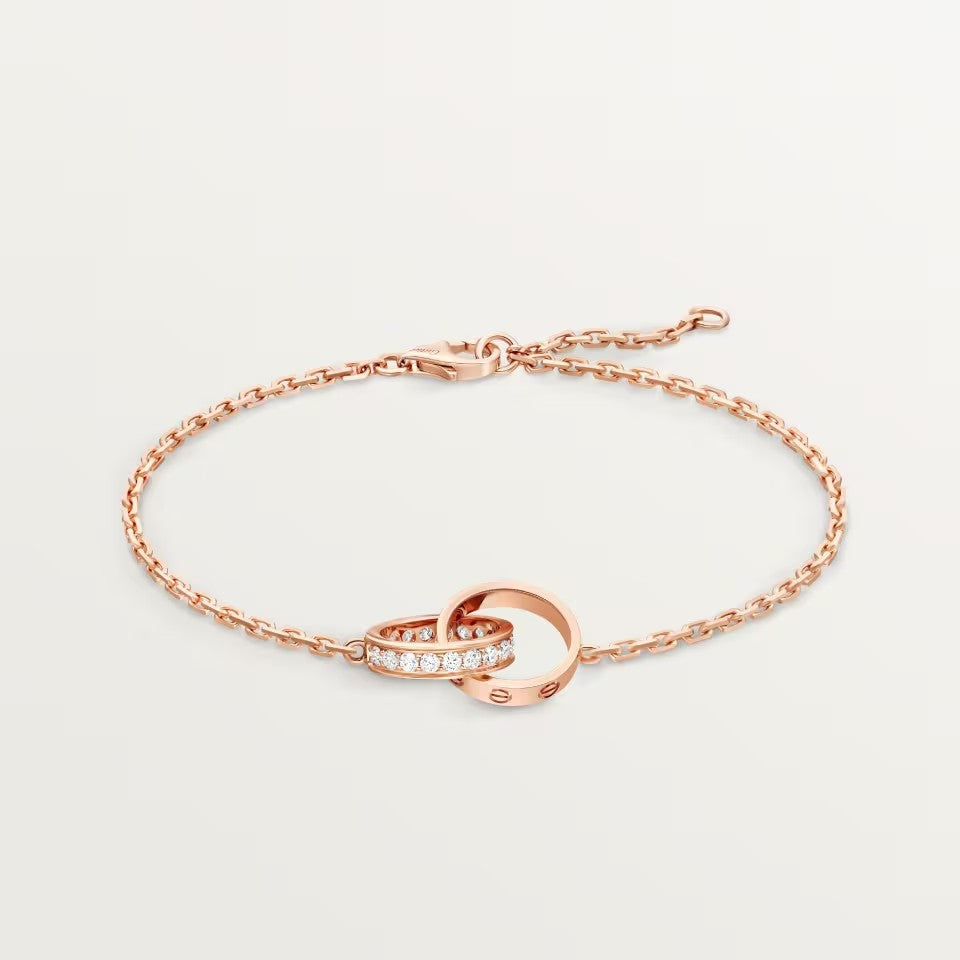 [⭐Hyrra Jewelry]LOVE DOUBLE RING HALF DIAMOND BRACELET
