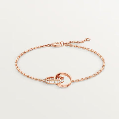 [⭐Hyrra Jewelry]LOVE DOUBLE RING HALF DIAMOND BRACELET