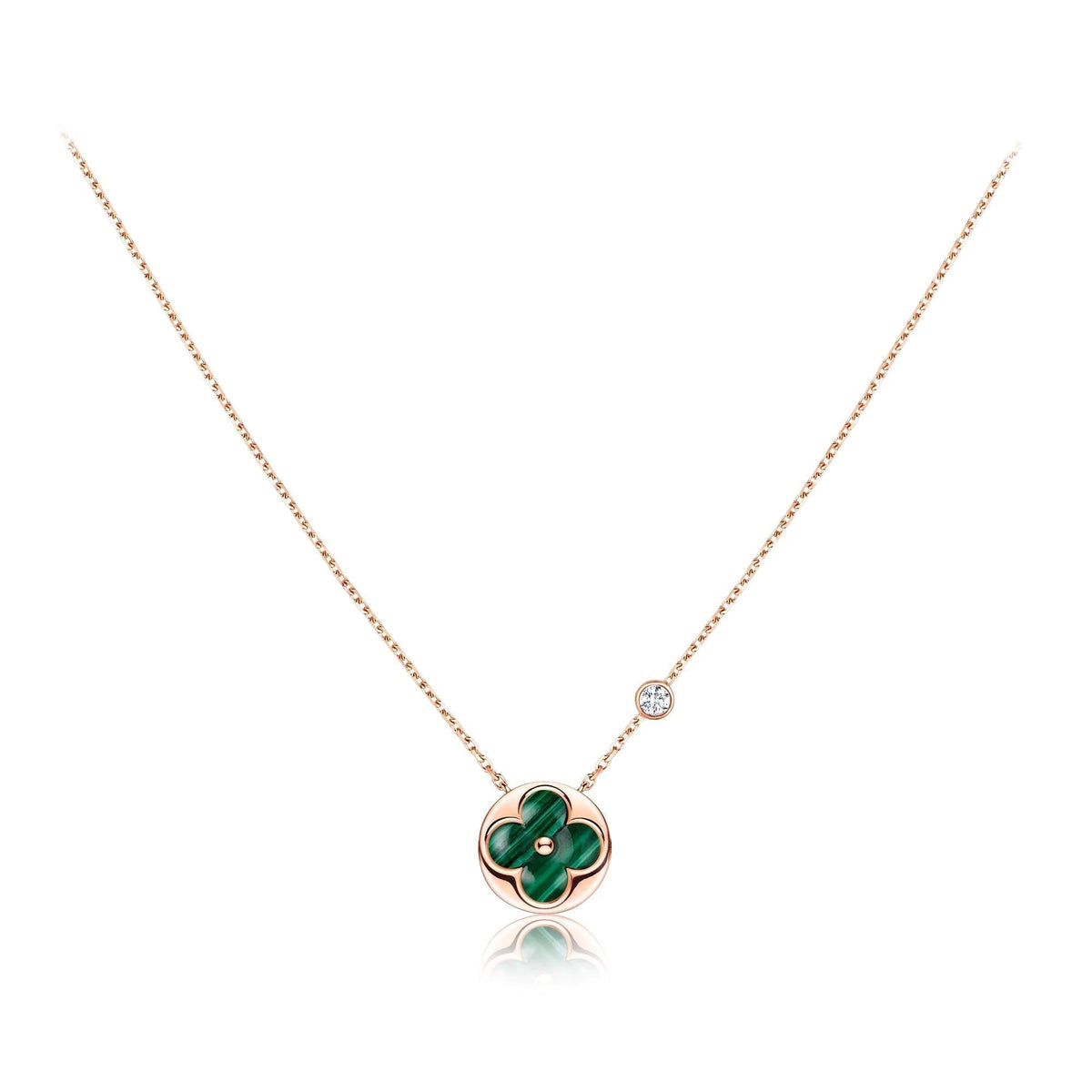 [⭐Hyrra Jewelry]SUN PEDANT PINK GOLD 1 DIAMOND NECKLACE