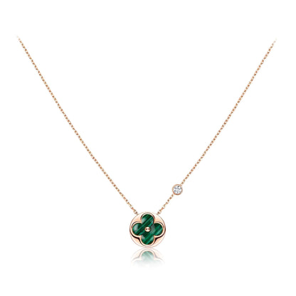 [⭐Hyrra Jewelry]SUN PEDANT PINK GOLD 1 DIAMOND NECKLACE