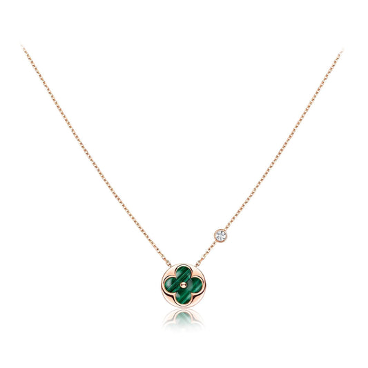 [⭐Hyrra Jewelry]SUN PEDANT PINK GOLD 1 DIAMOND NECKLACE