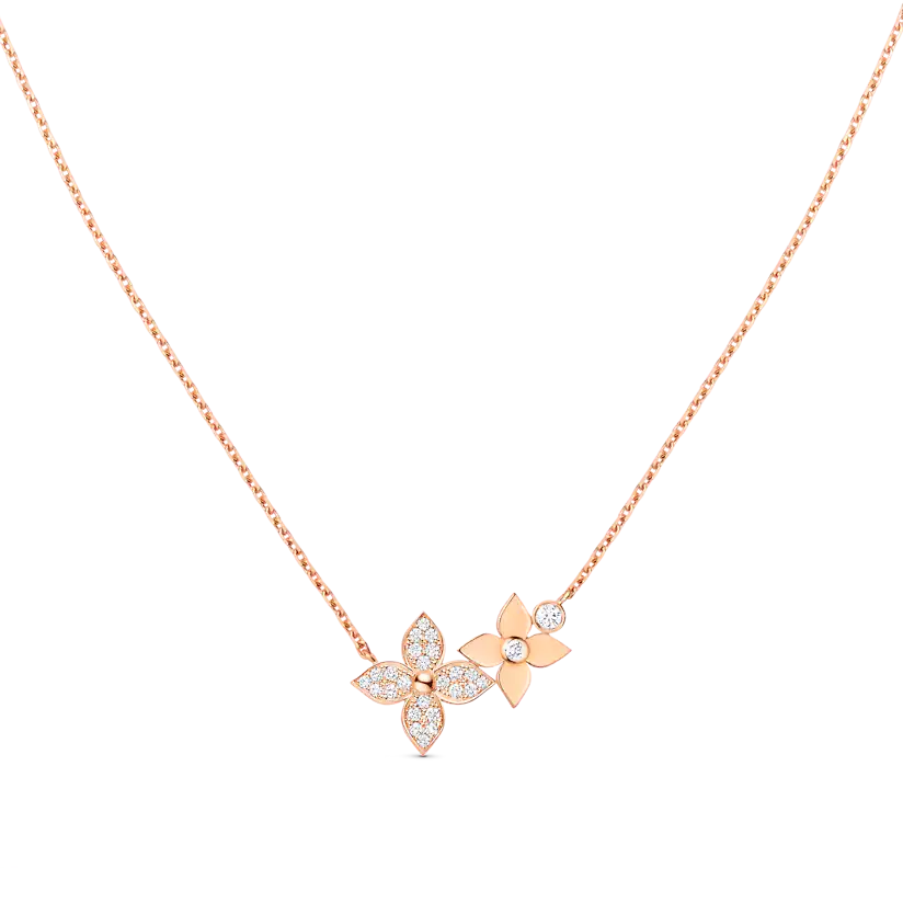 [⭐Hyrra Jewelry]STAR BLOSSOM NECKLACE PINK GOLD DIAMONDS
