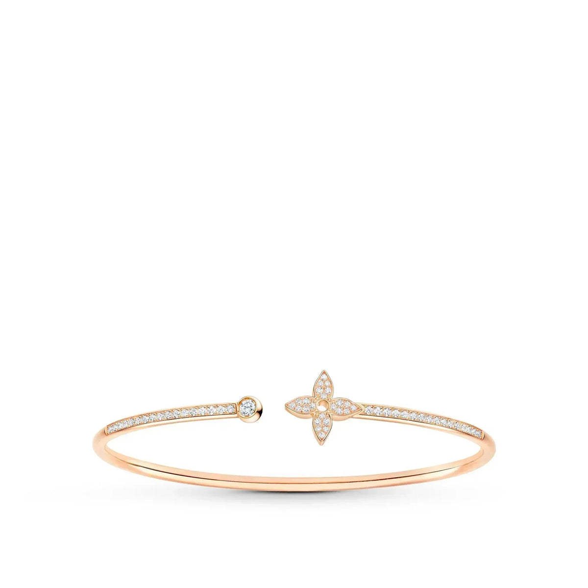 [⭐Hyrra Jewelry]IDYLLE PINK GOLD OPEN BRACELET DIAMOND PAVED