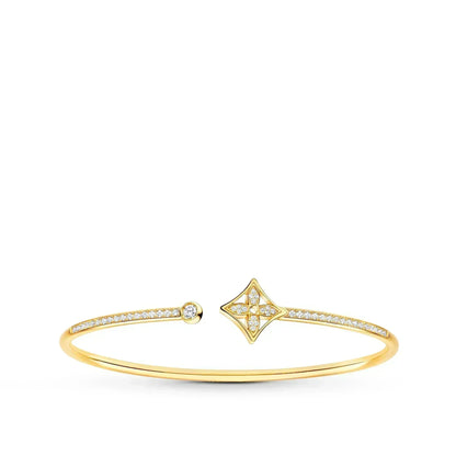 [⭐Hyrra Jewelry]IDYLLE GOLD OPEN BRACELET DIAMOND PAVED