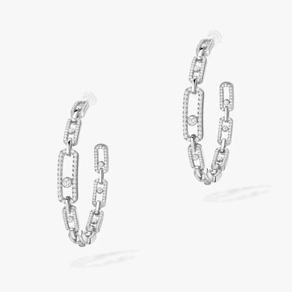 [[⭐Hyrra Jewelry]Move Link Diamond Hoop Earrings