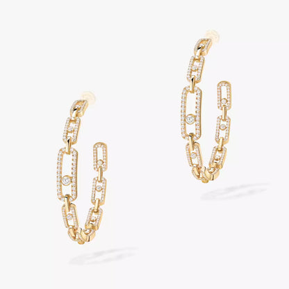 [[⭐Hyrra Jewelry]Move Link Diamond Hoop Earrings