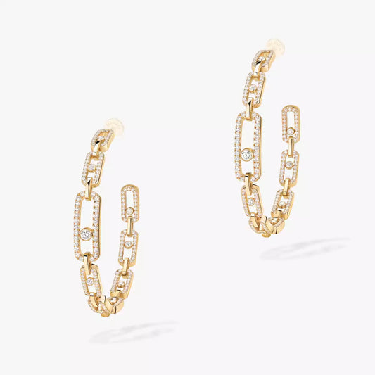 [[⭐Hyrra Jewelry]Move Link Diamond Hoop Earrings