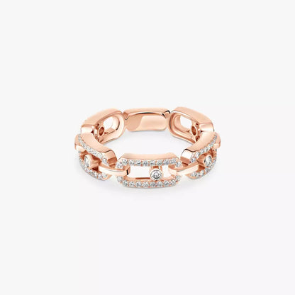 [⭐Hyrra Jewelry]Move Link Pave_-Set Diamond Ring in Gold