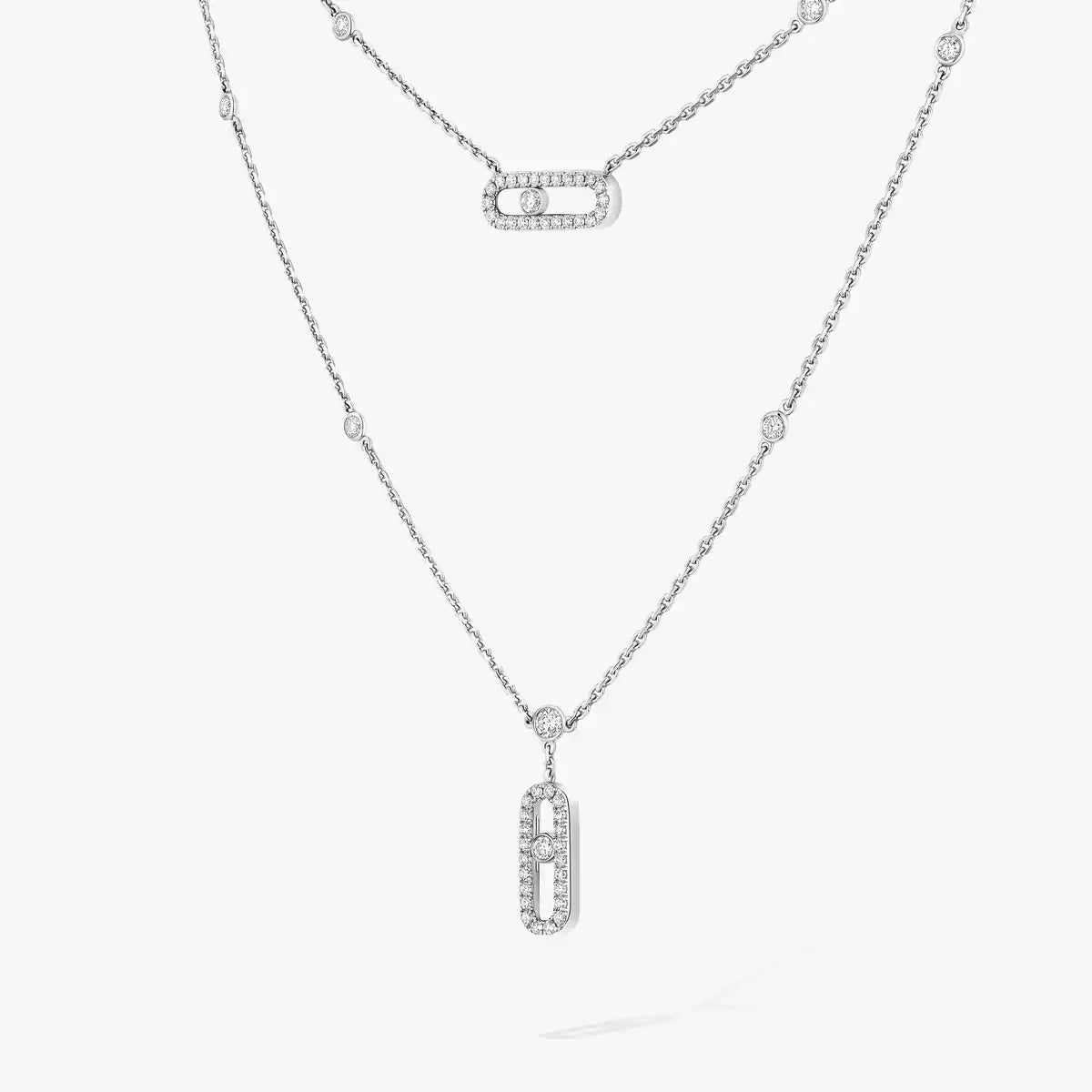[⭐Hyrra Jewelry]2 Rows Rose Gold Diamond Pave_ Necklace Move Uno
