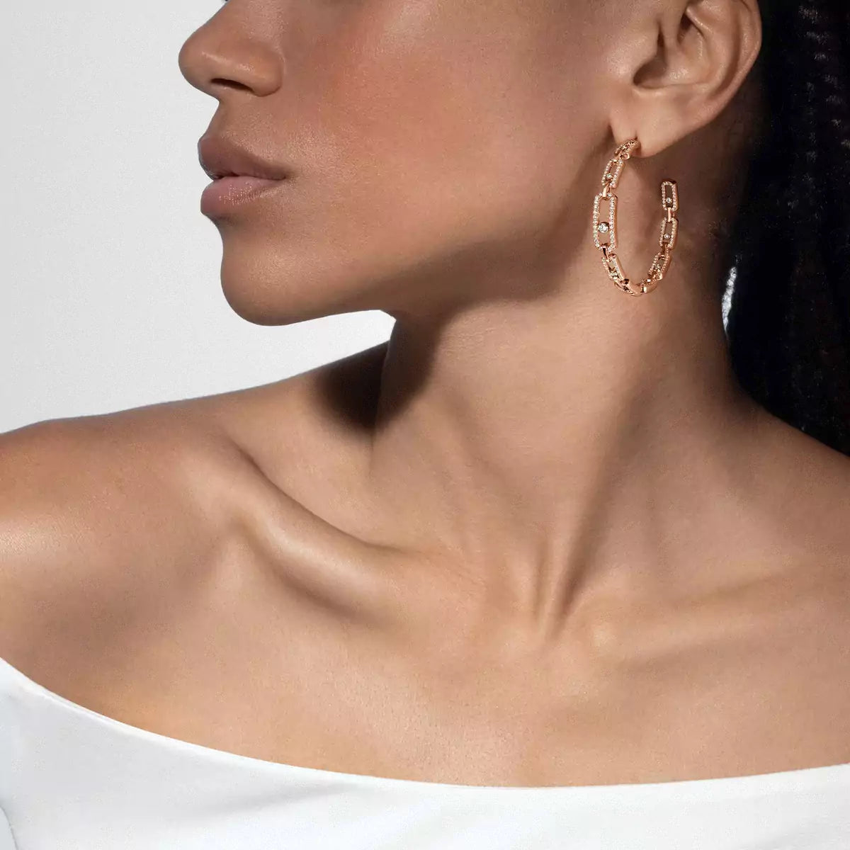 [[⭐Hyrra Jewelry]Move Link Diamond Hoop Earrings