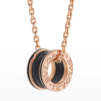 [⭐Hyrra Jewelry]ZERO 1 BLACK CERAMIC PINK GOLD NECKLACE