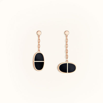 [⭐Hyrra Jewelry]CHAINE VERSO BLACK CERAMIC EARRINGS