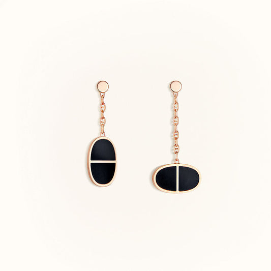 [⭐Hyrra Jewelry]CHAINE VERSO BLACK CERAMIC EARRINGS