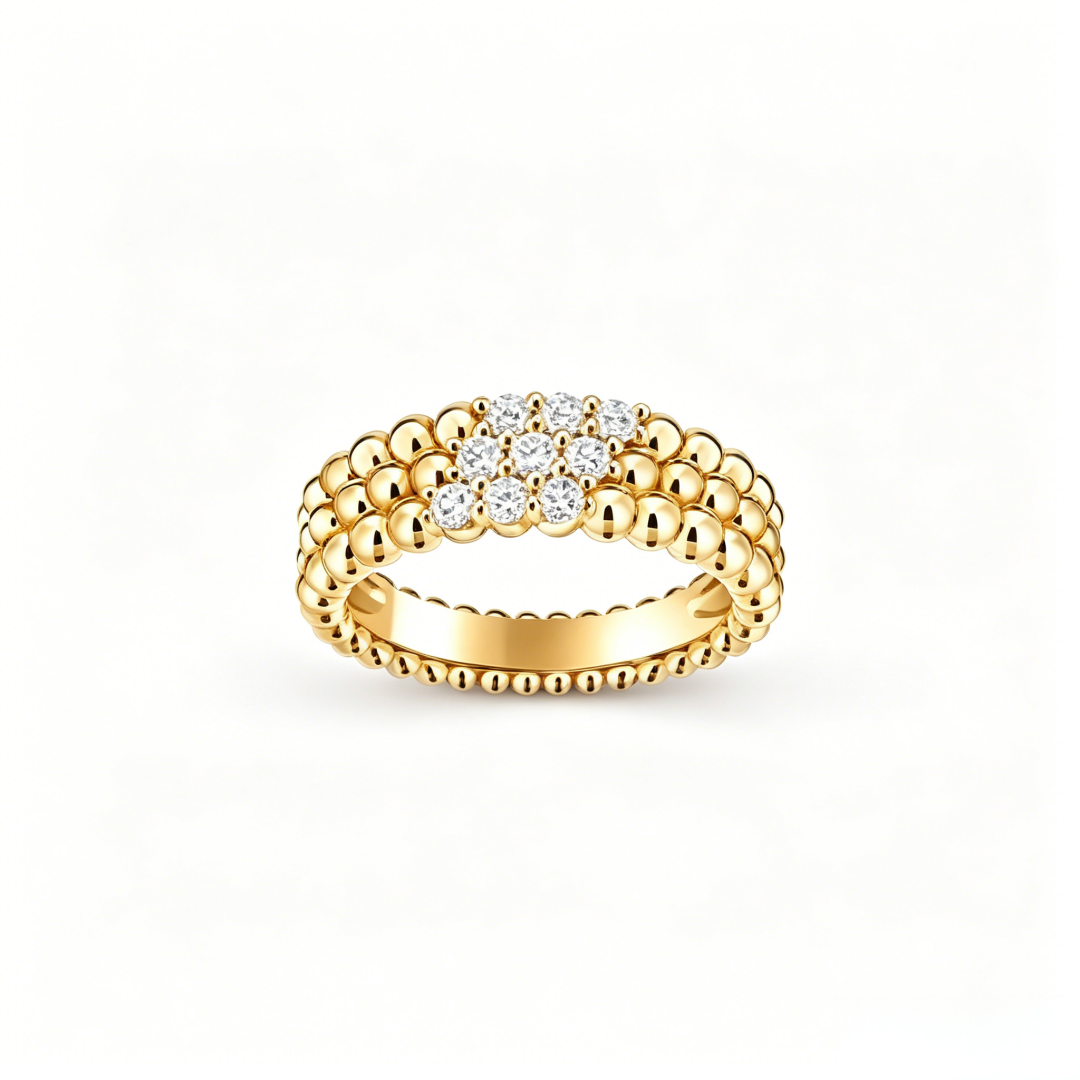[⭐Hyrra Jewelry] THREE-ROW DIAMOND RING