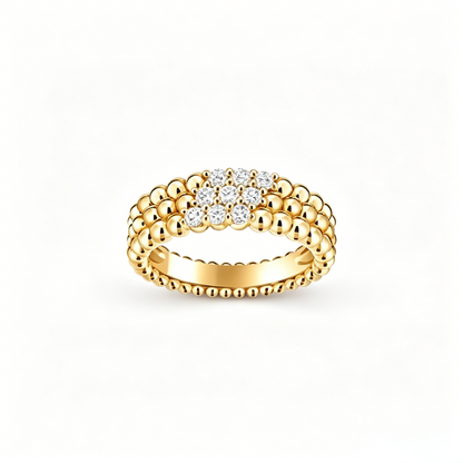 [⭐Hyrra Jewelry] THREE-ROW DIAMOND RING