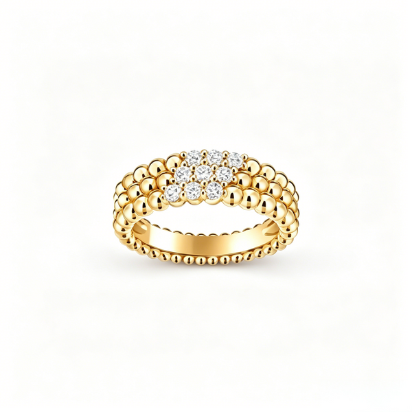 [⭐Hyrra Jewelry] THREE-ROW DIAMOND RING
