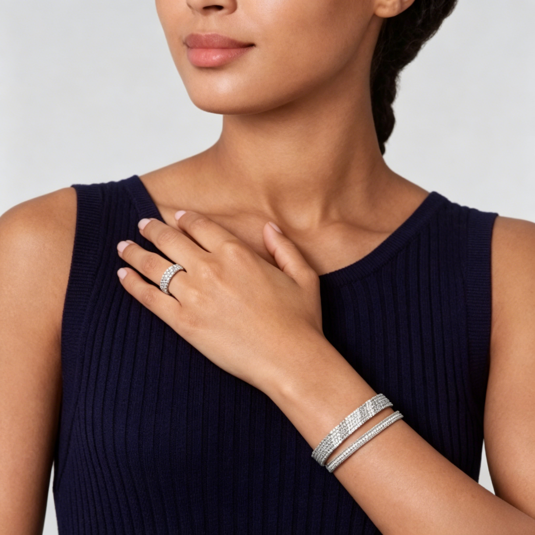 [⭐Hyrra Jewelry] THREE-ROW DIAMOND RING
