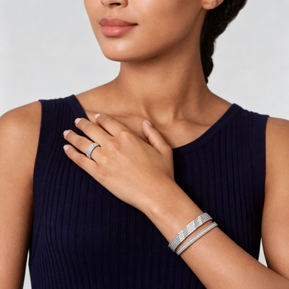 [⭐Hyrra Jewelry] THREE-ROW DIAMOND RING