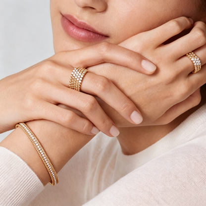 [⭐Hyrra Jewelry] THREE-ROW DIAMOND RING
