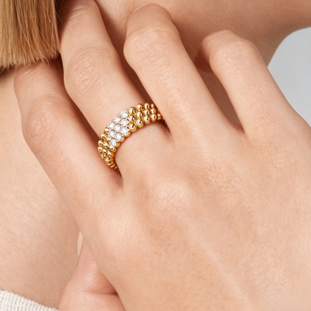 [⭐Hyrra Jewelry] THREE-ROW DIAMOND RING