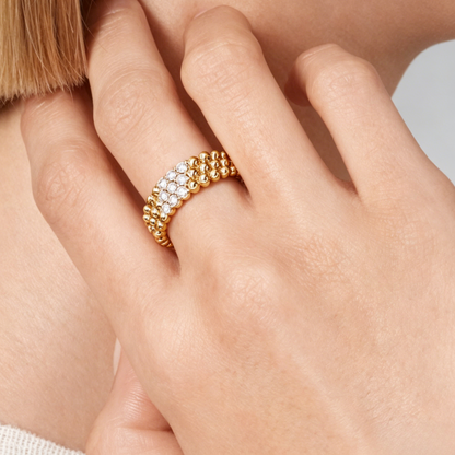 [⭐Hyrra Jewelry] THREE-ROW DIAMOND RING