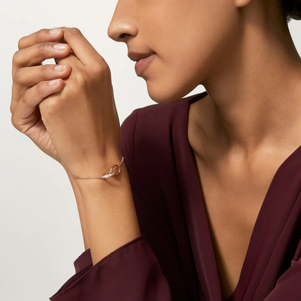 [⭐Hyrra Jewelry]LOVE DOUBLE RING HALF DIAMOND BRACELET