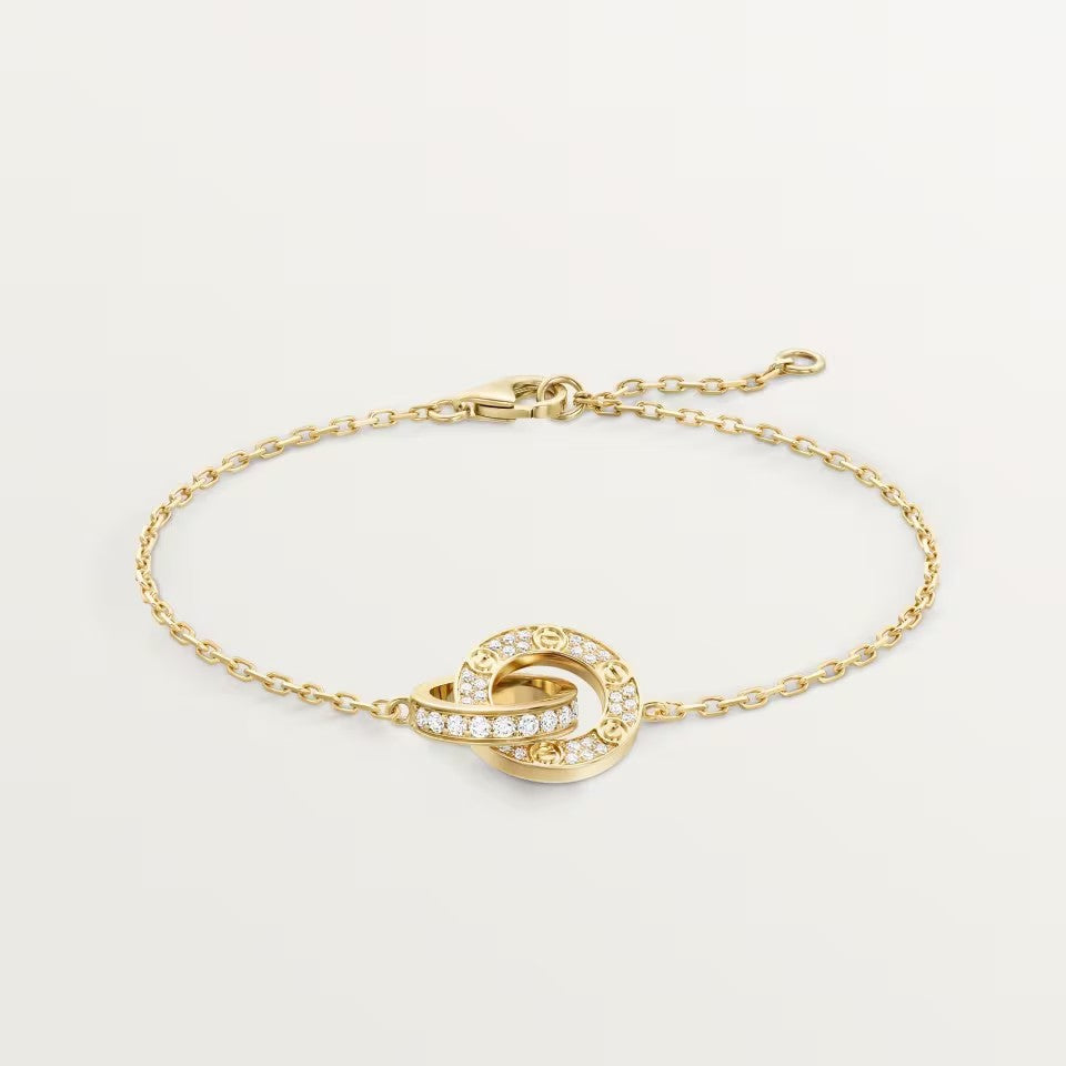 [⭐Hyrra Jewelry]LOVE DOUBLE RING FULL DIAMOND BRACELET