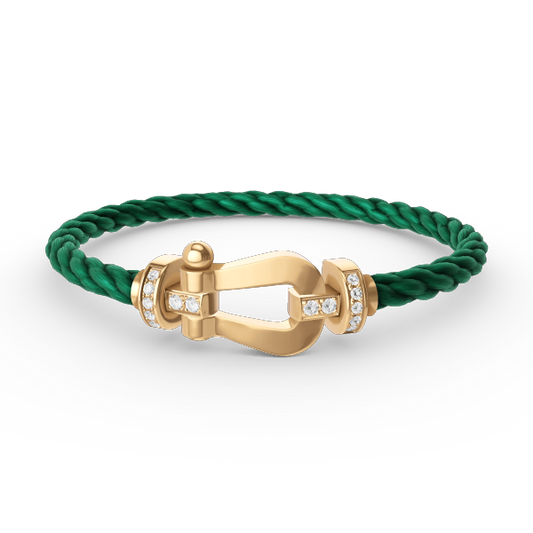 [⭐Hyrra Jewelry]FORCE LARGE HORSESHOE HALF DIAMOND BRACELET GOLD